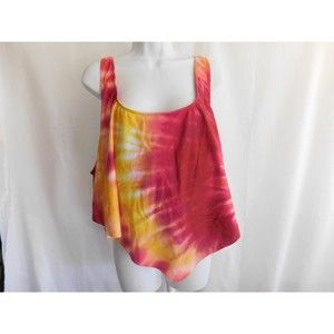 Rosegal Tankini Women's Tye Dye Adjustable Tank Swim Top Size 5X
